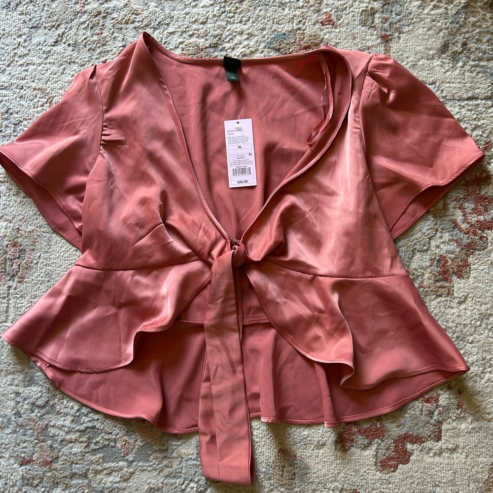 Flirty Silk Tie front Top
